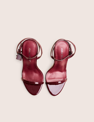 Ti Amo Burgundy Pu Padlock Detail Barely There Pointed Toe Stiletto Heels
