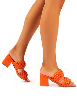 Chelsee Orange WF Block Heeled Mules