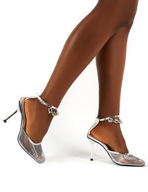 Macie Silver Mesh Anklet Detail Stiletto Heels