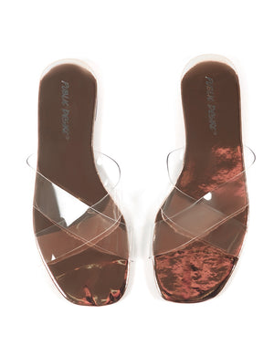 Harmony Rose Gold and Clear Perspex Flat Sandals