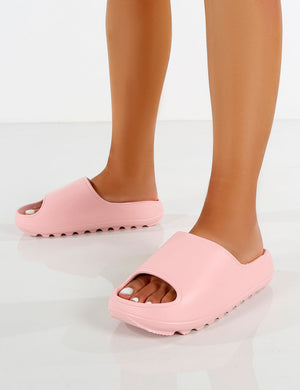 North Pink Rubber Ribbed Sole Sliders