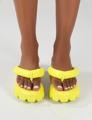 State Yellow Chunky Sole Thong Strap Sandals