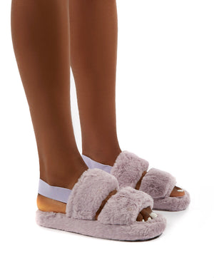 Lullaby Lilac Fluffy Strap Back Slippers