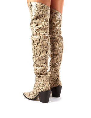 Dallas Snakeskin Western Block Heeled Over the Knee Boots