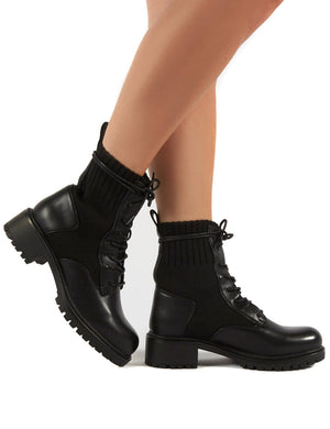Outrage Black Lace Up Ankle Boots
