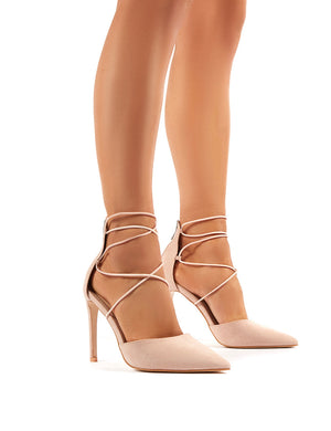 Volt Nude Faux Suede Strappy Court Heels