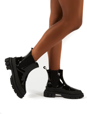 Fae Black Patent Ankle Boots