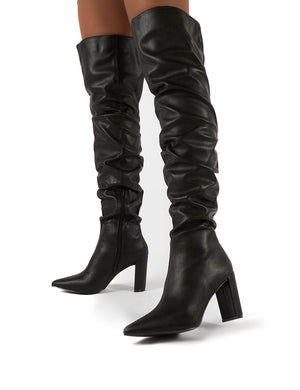 Theirs Black Wide Fit PU Over the Knee Boots