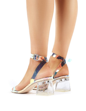 Afternoon Iridescent Clear Perspex Block Mid Heels