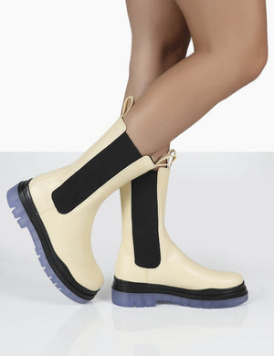 Winter Wide Fit off White Ankle Chelsea Boots