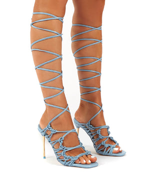 Joyful Blue Lace Up Knot Front heels