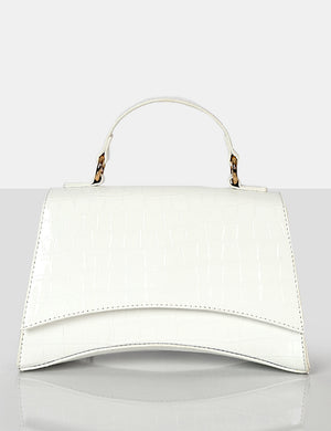 Remmy White Croc Mini Handbag