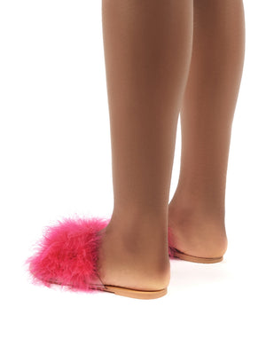 Bubbly Pink Feather Slider Flat Sandals