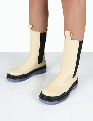 Winter Cream Ankle Chelsea Boots