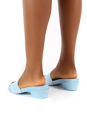 Amina Blue Slip on Low Heel Sandal