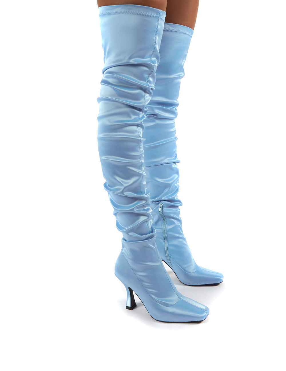 Baby blue thigh hot sale high boots