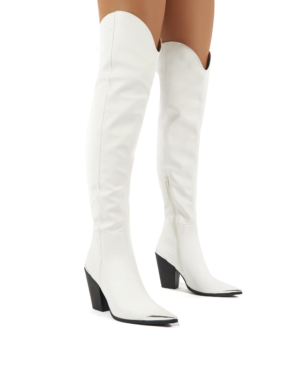 White thigh cheap high cowboy boots