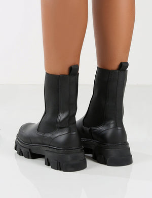 Wonder Black Chunky Sole Ankle Boot