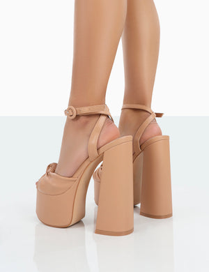 Knot On Nude PU Platform High Heels