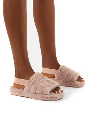 Dreamtime Baby Pink Fluffy Strap Back Slippers