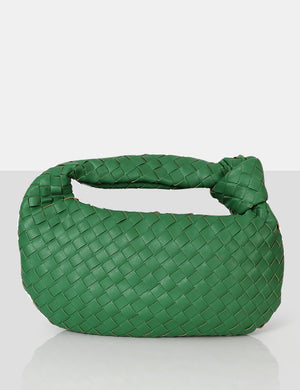 Blame Green Weave Knot Detail Handbag