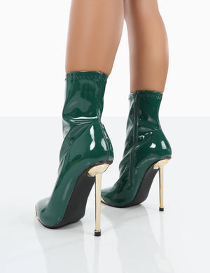 Player Green Patent Stiletto Heel Ankle boots