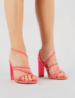 Faze Strappy Heels in Neon Pink