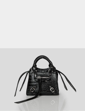 The Bea Black Zip Detail Mini Handbag