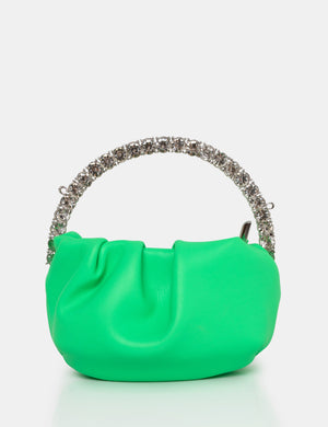 The Aurora Lime Pu Diamante Handle Mini Bag