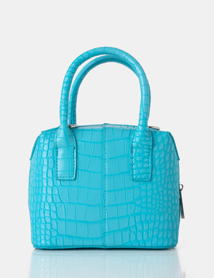 The Bode Blue Croc Square Top Handle Mini Bag