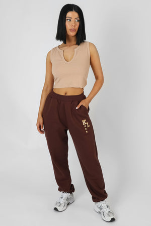 Kaiia Varsity 90'S Jogger Chocolate