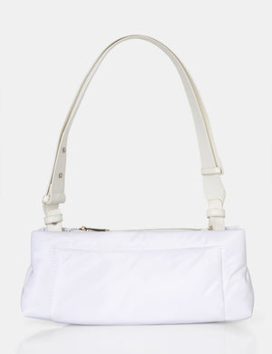 The Ludo White Nylon Elongated Shoulder Bag