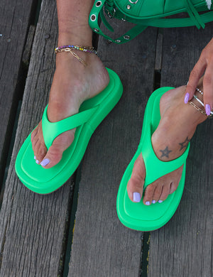 Surfs Up Green Flatform Flip Flop Sandals