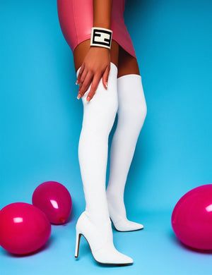 Ruthless White PU Over the Knee Boots