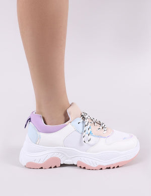 Boe Chunky Trainers in White and Purple