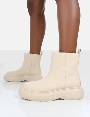Caia Nude Chunky Sole Ankle Boot