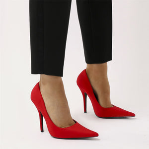 Tease Sharp Pointed Toe Court Heels in Red