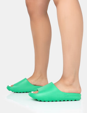 Brady Jade Green Rubber Flat Slider Sandals