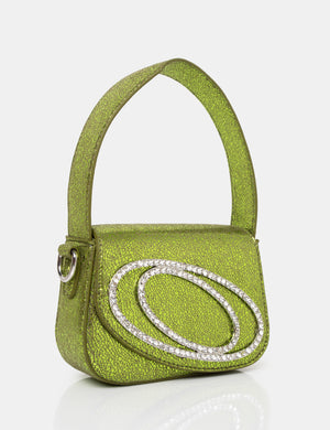 The Tonic Cracked Lime Pu Diamante Mini Grab Bag