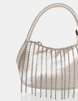 The Sia Ivory Satin Diamante Trim Mini Bag