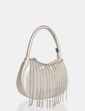 The Sia Ivory Satin Diamante Trim Mini Bag