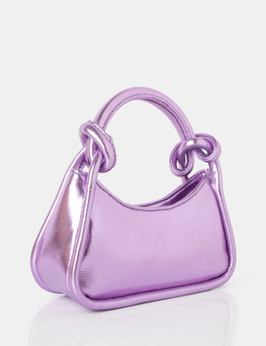 The Knot Metallic Purple Pu Knotted Top Handle Grab Bag