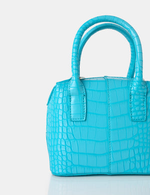 The Bode Blue Croc Square Top Handle Mini Bag