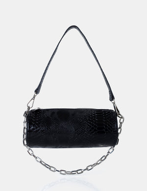The Claudia Black Croc Shoulder Bag