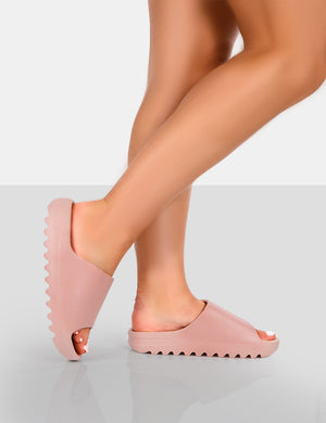 Brady Baby Pink Rubber Flat Slider Sandals