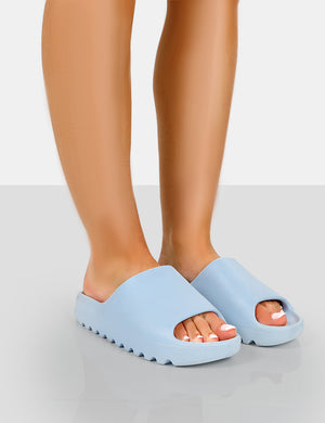 Brady Baby Blue Rubber Flat Slider Sandals
