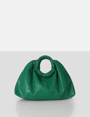 The Darcie Green Round Grab Handle Oversized Clutch Bag