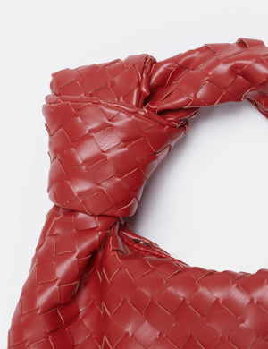 The Blame Red Woven Pu Knot Detail Mini Pu Bag