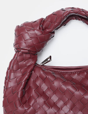 The Blame Burgundy Woven Pu Knot Detail Mini Pu Bag
