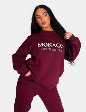 Monaco Embroidered Sweatshirt Berry